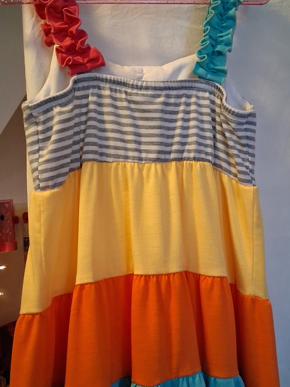 Fun Girls Colorblock Ruffle Strap Dress - Yellow & Orange - Picture 3 of 5